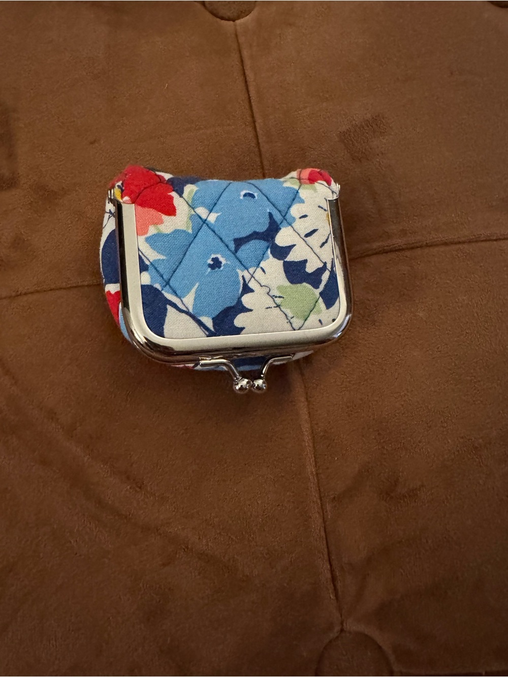 Vera Bradley Quilted Floral Kiss-Lock eye contact case with mirror